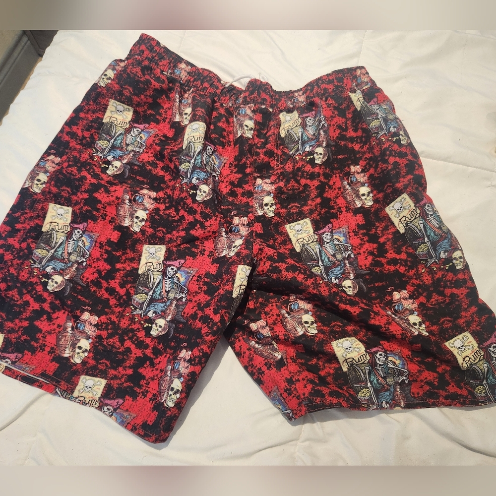 Junction West Graphic Red and Black Swim Shorts.